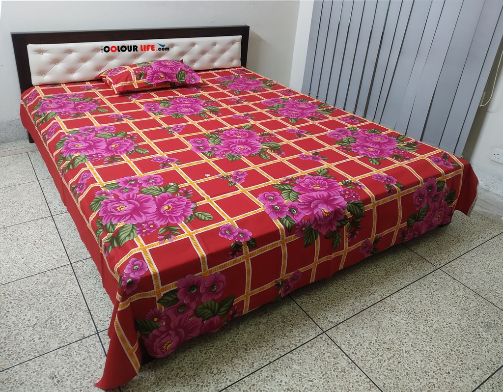 100% Pure Cotton Fabric Different Colorful Bed Sheet Set with Two Pillow Covers। The Colour Life Online Shop