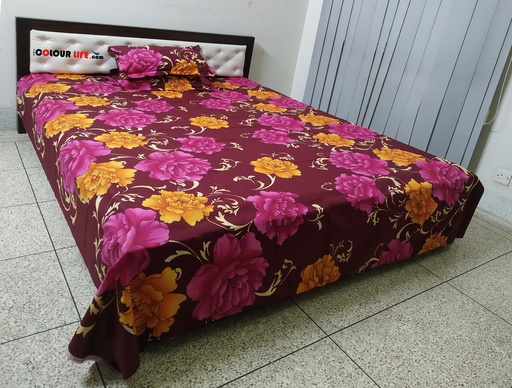 [Bed-2] 100% Pure Cotton Fabric Different Colorful Bed Sheet Set with Two Pillow Covers। The Colour Life Online Shop