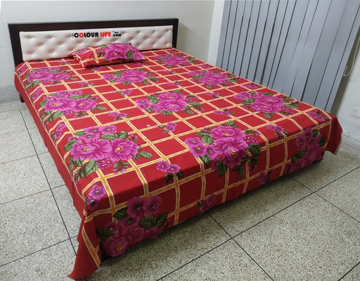 [Bed-5] 100% Pure Cotton Fabric Different Colorful Bed Sheet Set with Two Pillow Covers। The Colour Life Online Shop