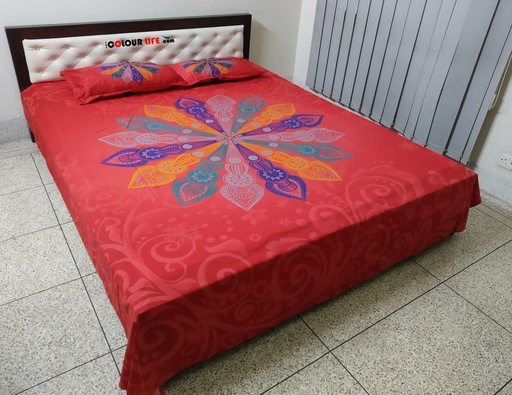 [Bed-13] Pure Cotton Fabric Bed Sheet Set with Pillow Covers। The Colour Life Online Shop