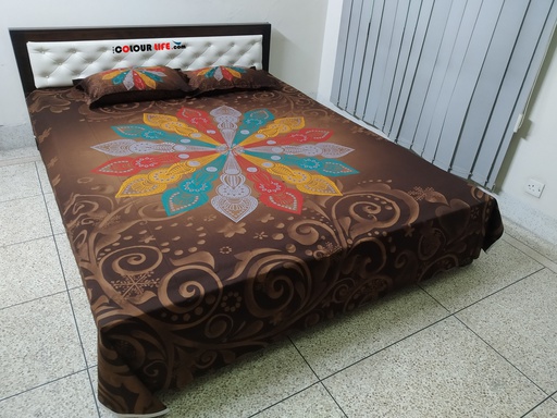 [Bed-12] Pure Cotton Fabric Bed Sheet Set with Pillow Covers। The Colour Life Online Shop
