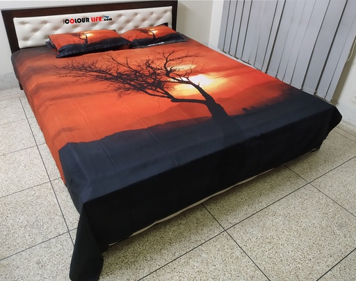 [Bed-11] Pure Cotton Fabric Bed Sheet Set with Pillow Covers। The Colour Life Online Shop