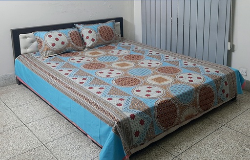 [Bed-25] Comfort and Style  Vatika Design  King Size Bedsheet Set 7 x8 Feet